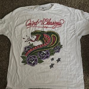 White Graphic T-Shirt with Snake Design